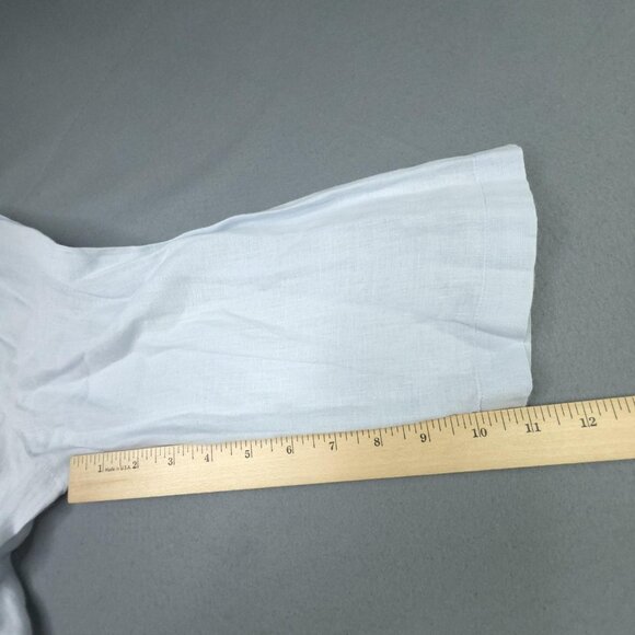 Eileen Fisher Shirt Womens Large Light Blue Irish Linen Button Front Boxy Office - Picture 9 of 9